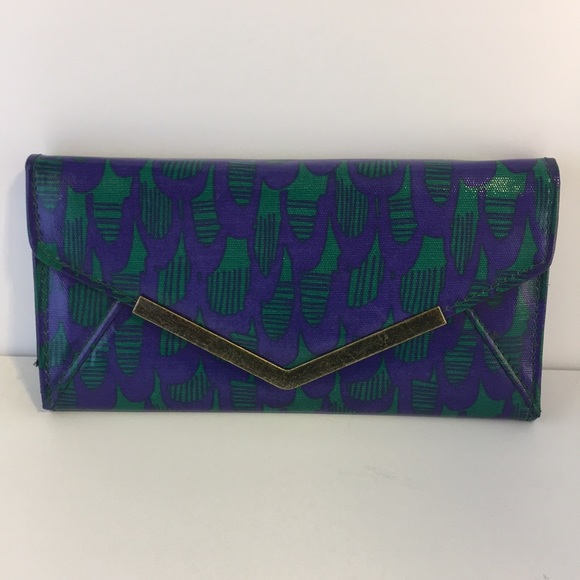 Handbags - ❤️ Green & Purple Vinyl Envelope Wallet